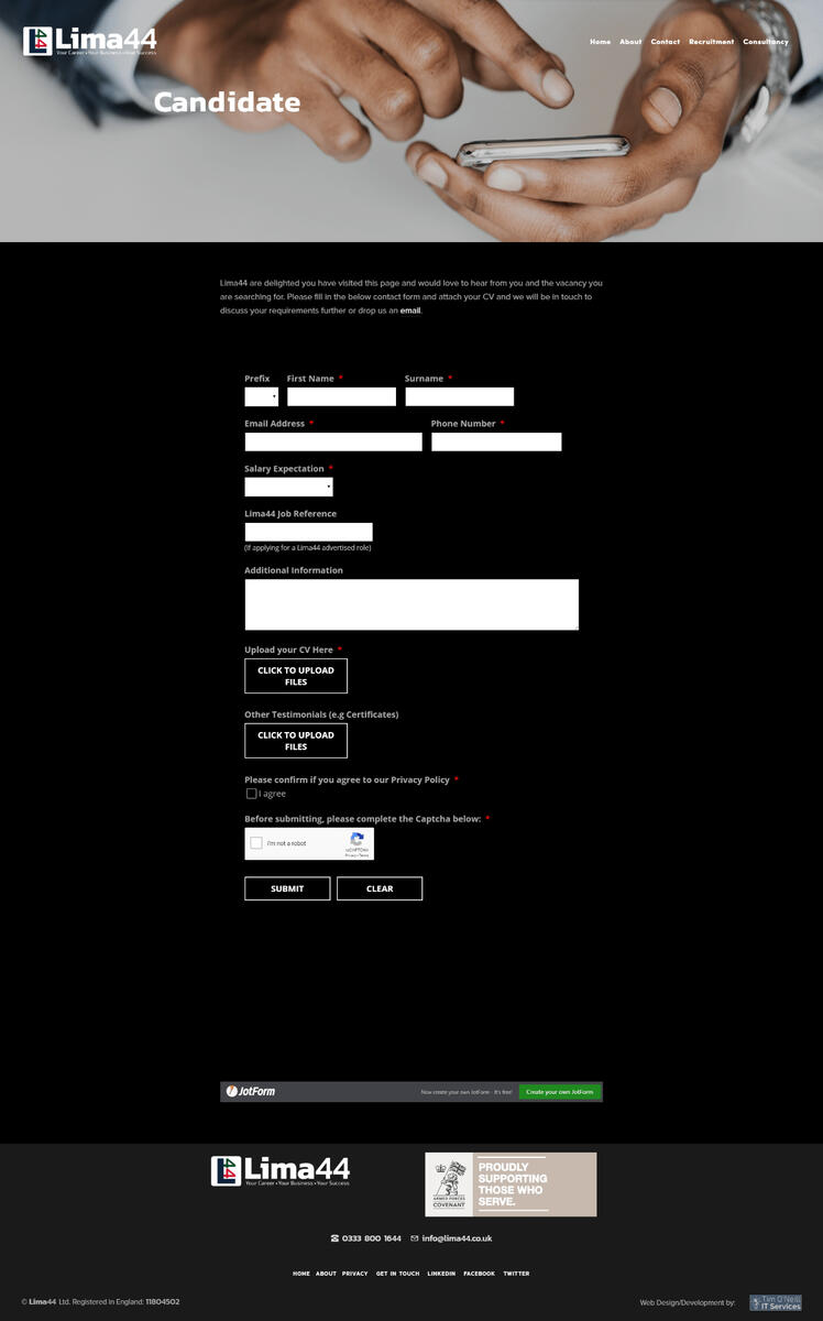 lima44.co.uk Candidate Page